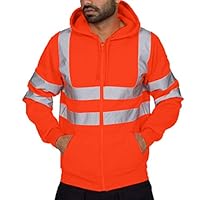 ANOKA Mens Hi Viz Vis Jacket Safety Workwear Security Road Works Reflective Bomber Coat Orange XL