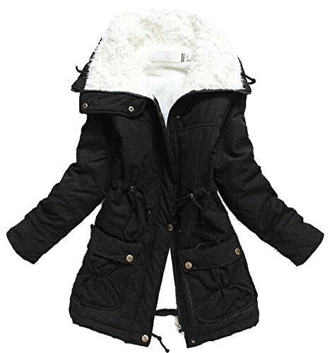 Women Coat Casaco Inverno Fur Inside Coat (Black) (M) Women Coat Casaco Inverno Fur Inside Coat (Black) (M)