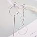 A&C Fashion Korean Version Chic Asymmetric Round Pendant Ear Line for Women. Unique Handmade Earrings Jewelry for Girl. (Silver Color)