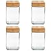 Anchor Hocking (4 Pack) 48 Ounce Glass Jars Container Bamboo Lid Airtight Seal Stackable
