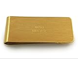 Money Clip Classic Cash & Credit Card Holder Wallet • Premium Slim Polished Brass & Stainless Steel Steel for Men and Women • 0.6mm Ultra Thin Profile (Polished Gold Brass)
