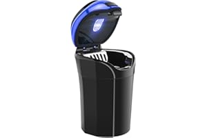 EUBUY Car Ashtray with Lid, Portable Ashtray for Car, Detachable Solar Powered Smokeless Ashtray with LED Light, Automotive Ashtray Mini Car Trash Can for Car Travel