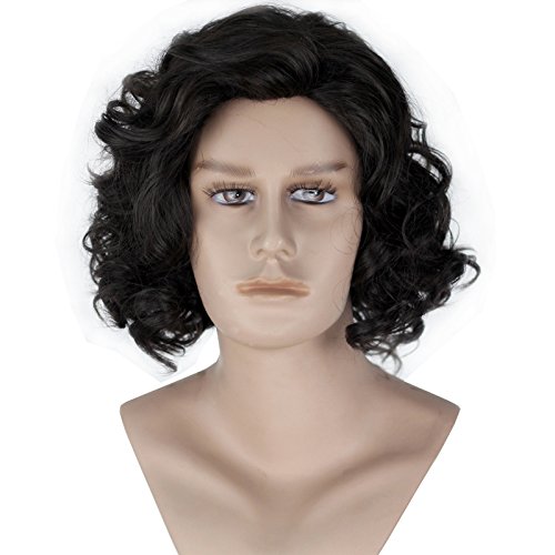 Miss U Hair Unisex Men Adult Short Curly Natural Black Color Anime Cosplay Full Wig Synthetic Halloween Hair C134