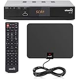 Viewtv AT-163 ATSC Digital TV Converter Box Bundle with ViewTV 50 Mile Flat HD Digital Indoor TV Antenna and HDMI Cable w/ Recording PVR Function / HDMI Out / Coaxial Out / Composite Out / USB Input