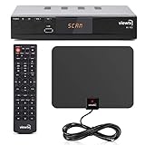 ViewTV AT-164 ATSC Digital TV Converter Box Bundle with ViewTV 50 Mile Amplified Flat HD Digital Indoor TV Antenna w/ Recording PVR Function / HDMI Out / Coaxial Out / Composite Out / USB Input