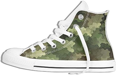 Ongyeyuan Frosted Glass Effect Hexagonal Abstract Being Invisible Woodland Army High Top Classic Casual Canvas Fashion Shoes 43