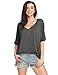 ACEVOG Women's Sexy Long Batwing Sleeve Side Slits Loose Pullover V Neck Casual Top Blouse T-Shirt