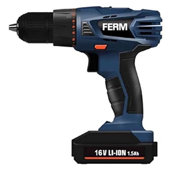 FERM CDM1134 Cordless 16V Li-Ion Drill Driver, Blue