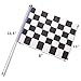 25 Pieces Checkered Flag 8 x 5.5 Inch Racing Polyester Flags on Plastic Stick, Black & White Checkered Flag Racing Pennant Banner Flags, Decorations Supplies For Racing, Race Car Party, Sport Events