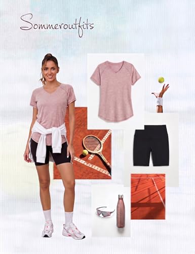 Gyabnw Women's Sports T-Shirt, Short-Sleeved, V-Neck T-Shirts, Women's Clothing, Sports, Quick-Drying, Yoga, Fitness, Running Top, Athletic Training