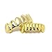 TSANLY Gold Grillz 6 Teeth Mouth 24K Plated Gold Top & Bottom Grills Caps Set for Son + Extra Molding Bars + Microfiber Cloth