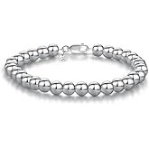 Savlano 925 Sterling Silver Handmade Bead Ball Strand Chain Bracelet For Women - Made in Italy Comes With a Gift Box