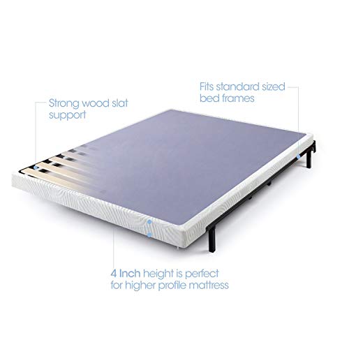 ZINUS Metal Box Spring with Wood Slats, 4 Inch Mattress Foundation