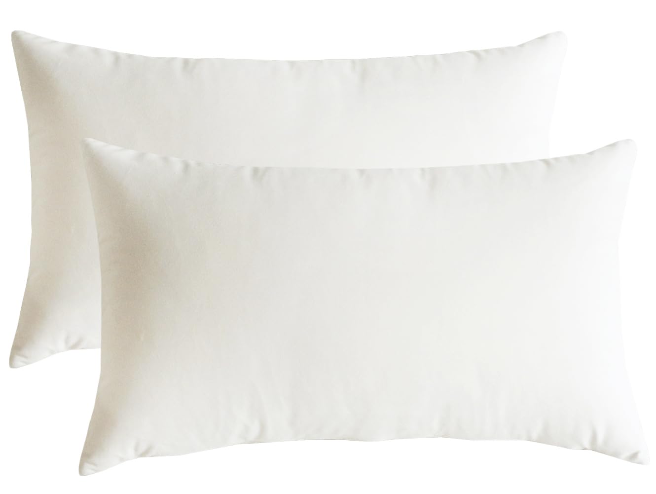 Lutanky Velvet Cushion Covers 30 x 50 cm Creamy White Lovely Rectangle Throw Pillow Cases (Pack of 2) Soft Solid Decorative Pillow Covers for Sofa Bedroom Car 12x20 Inch