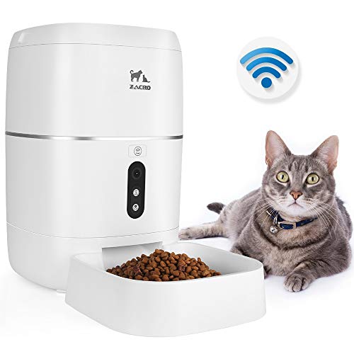 Zacro 6L Automatic Cat Dog Feeder – WiFi Automatic Pet Smart Feeder Food Dispenser, 1080P HD WiFi Pet Camera with Night Vision and 2-Way Audio Communication, Wi-Fi Enabled App for iOS/Android
