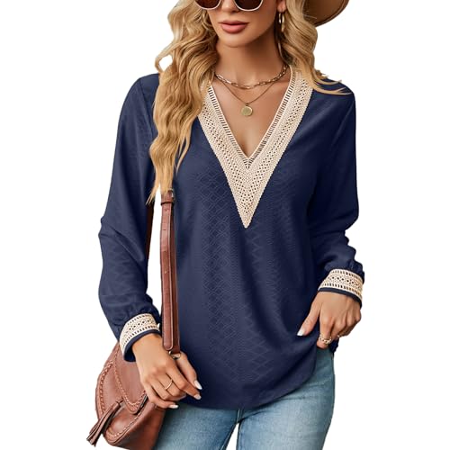 TOBEMORE Women's 3/4 Sleeve V-Neck Tunic Top – Rayon Blend, Loose Fit Blouse For Business Casual Or Lounge