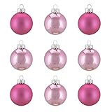 9ct Shiny and Matte Pink Glass Ball Christmas Ornaments 2