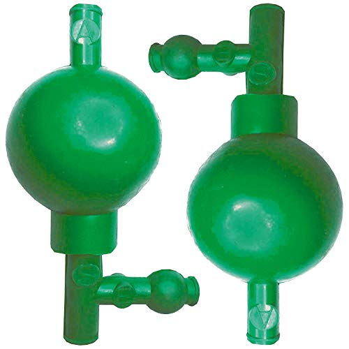 OESS 2pcs Lab Pipette Filler Bulb 3 Valves Rubber Pipets Green Color