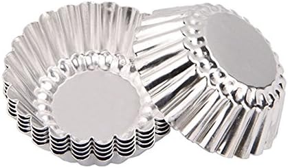 FastEngle Silver Tone Aluminum Egg Tart Mold Mould Makers 10 Pcs