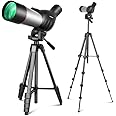 Nexiview 25-75x60 Spotting Scope with 64in Tripod, Carry Bag - Clear Low Light Vision Spotting Scopes - Fogproof Spotting Scopes for Target Shooting, Hunting, Birding, Wildlife Viewing (Grey)