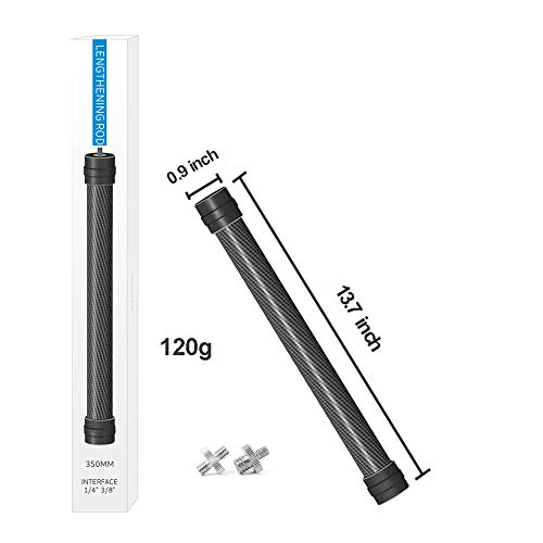 SKYREAT Carbon Fiber 13.7-Inch Extension Stick Monopod Rod for DJI Ronin-S Handheld Gimbal Stabilizer fit with 1/4" 3/8" Screws