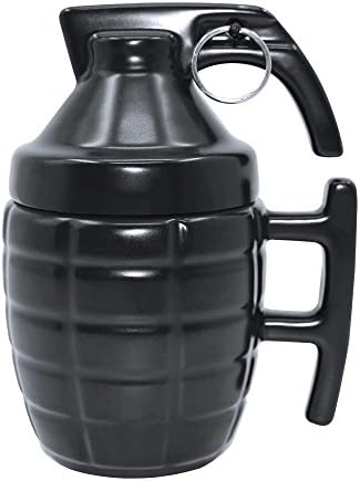 Sxmoveon Ceramic Grenade Mug Creative Coffee Cup, 280ml, Black