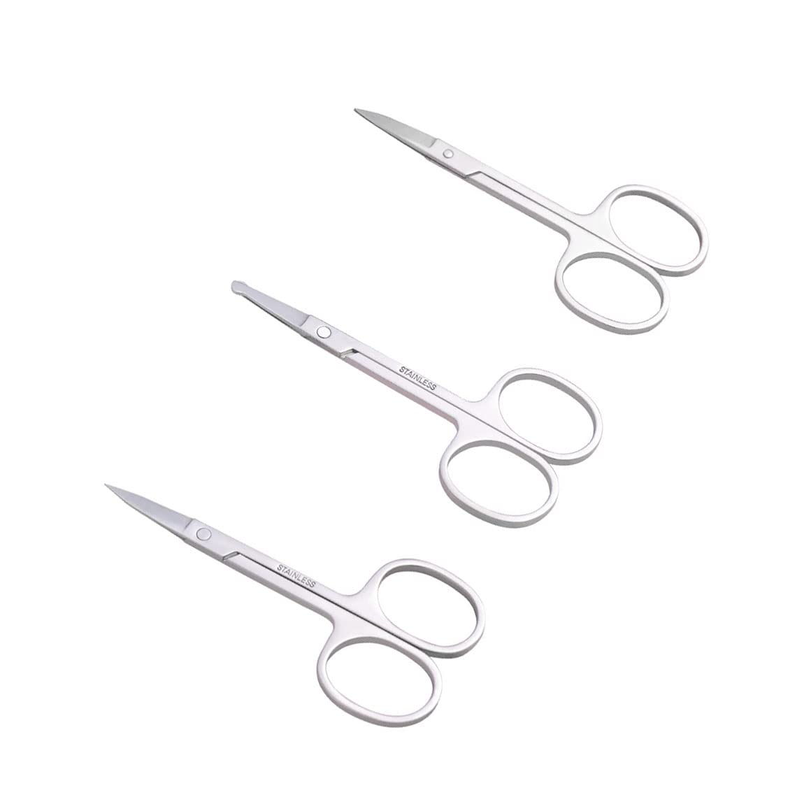 3pcs Small Eyebrow Scissors and Nose Hair Scissor, Beard Moustache Eyelash Nail Trimmer Facial Hair Grooming Scissors for Man and Woman