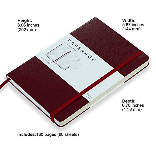 Paperage Lined Journal Notebook, Hard Cover, Medium 5.7 x 8 inches, 100
