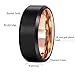King Will Men 8mm Matte Brushed Black Tungsten Carbide Ring 18K Rose Gold Plated Comfort Fit Wedding Band