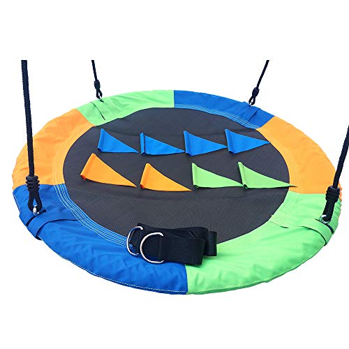 Saucer Tree Swing Seat with Straps and Flags Giant 40 Inches Saucer Swing Outdoor Play for Kids