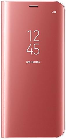 Galaxy Note 8 Case,Tonedo Clear S View Standing Flip Case Cover with Auto ON/OFF Function Slim Fit Translucent Mirror Smart Cover for Samsung Galaxy Note 8-Rose Gold (Not Original)