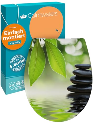 Calmwaters® WC Sitz Motiv Wellness Oase einfache Montage, Toilettendeckel bis 250 kg, Made in EU, antibakterieller Duroplast, Absenkautomatik, 2 Monta