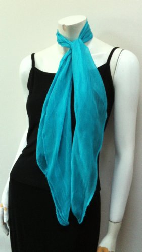 Small Scarf Bright Blue Color, Cool Summer Accessory, Neck Wear Wrap, Great Affordable Gift for Girls Women Ladies