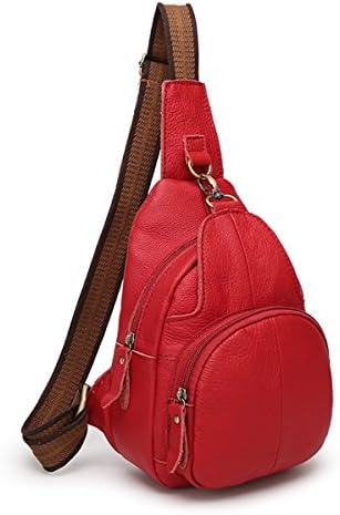 SIFINI Shoulder Bags, Genuine Leather Sling Bags Crossbody Bag Small Backpack Sport Bags Messenger Bag for Men and Women with Extendable Strap-Red