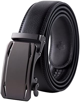 Belts for men,Dante men's Ratchet Click Dress Belt with Genuine Leather,Trim to Fit (Black 4)
