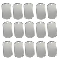 TinaWood 100PCS Blank Military Style Dog Tags for Stamping/ Engraving Shiny Stainless Steel Military spec Rolled Edge Backing Dog Tags for Dogs Engraved