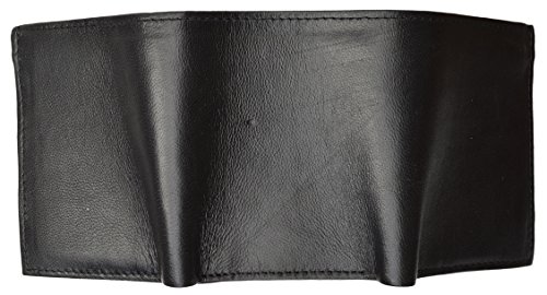Mens Black Leather Wallet Lamb Classic Trifold by Marshal wallet