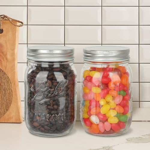 Withosent 500 ml Preserving Jars with Screw Lids, Pack of 6 Mason Jar Jars, Airtight Jam Jars for Overnight Oats, Preservation, Pickles, Honey, Yogurt, Nuts, Sweets