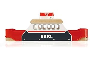 BRIO World 33569 - Ferry Ship - 3 Piece Wooden Toy Train Set for Kids | Interactive Light and Sound Features | Compatible with All BRIO Train Tracks | Ideal for Ages 3 and Up