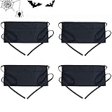 Waist Apron with 3 Pockets 4 Pack - Black Server Aprons Waitress Waiter Half Short Aprons Kitchen Restaurant for Women Men, 24X12” for Holding Server Book Guest Check Card Holder by BOHARERS