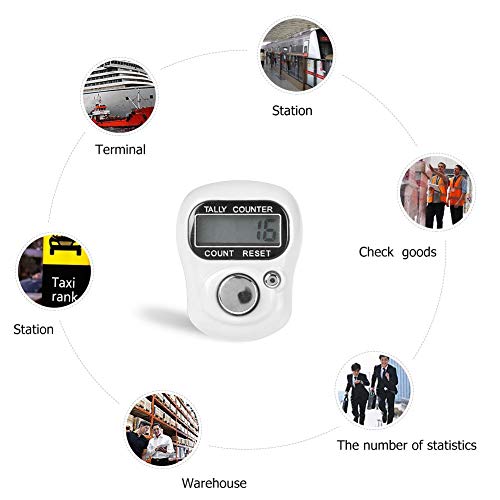 Vanpower Stitch Marker Row Finger Ring Counter LCD Electronic Tally Counter (White) - Thumbnail 2