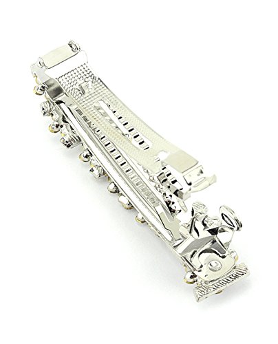 Women's Rhinestone Metal Hair Barrette Clip Hair Pin Antique Silver IMB2094, Multi