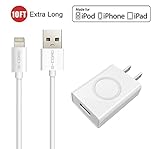 [Apple MFI Certified] G-Cord 10FT Extra Long Extended 8 Pin USB Lightning Cable with 2.4A Fast Wall Charger Power Adapter for iPhone, iPod and iPad
