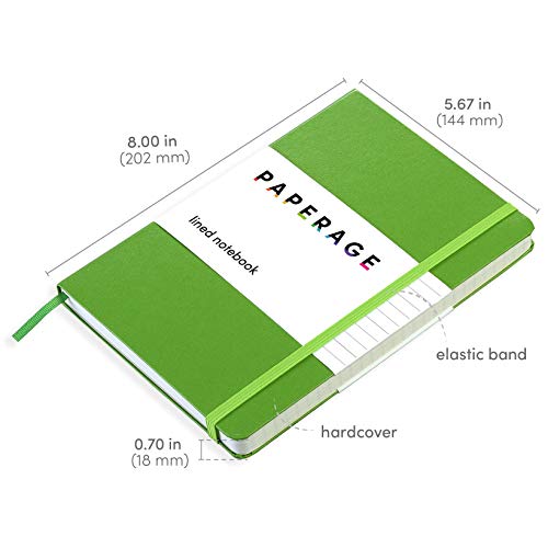 PAPERAGE Lined Journal Notebooks, 3 Pack, (Green), 160 Pages, Medium 5.