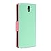 OnePlus One Case, GMYLE Wallet Case Classic for OnePlus One - Mint Green & Pink Cross Pattern PU Leather Slim Stand Case Cover