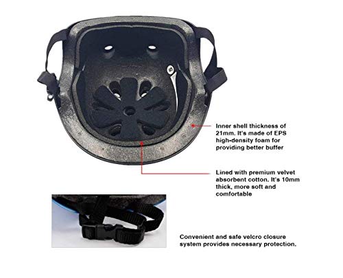 IPurpleBTS 7 Pieces Helmet Protective Gear Set Safety Pads Set for Roller Scooter Skateboard Bicycleï¼ˆ3-8Years Oldï¼‰ (Color : Black)