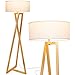 Brightech Z Modern Mid Century Home Standing LED Light Tripod Floor Lamp, Wood