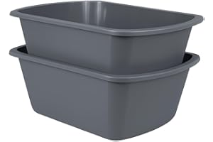 Vakly Wash Basins [2 Pack] – Rectangular Plastic 7-Quart Graduated Hospital Soaking Tub with Markings – Small Portable Washbasin for Face Washing, Cleaning, Foot Bath, Dishes, Laundry & Bedside Care