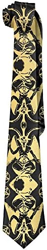 Mens Baphomet Satanic Goat Star Gold Classic Fashion Wide Business Silk Neck Neckties