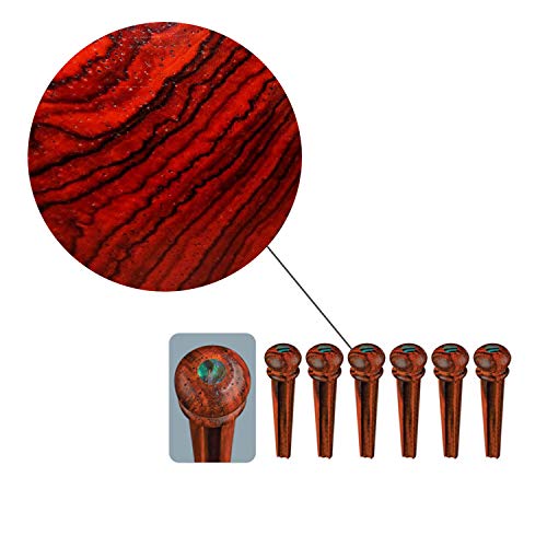 Vencetmat Cocobolo Guitar Bridge Pins, Vintage Style, Slotted, Green Abalone Dot Inlaid. - Thumbnail 2